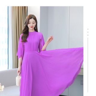ĐẦM MAXI XẾP LI TAY CÁNH TIÊN - DT1671
