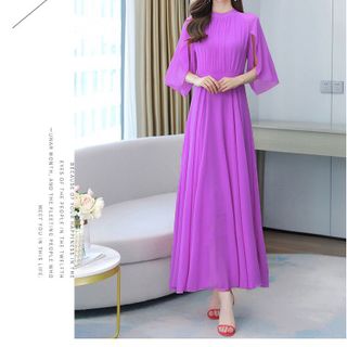 ĐẦM MAXI XẾP LI TAY CÁNH TIÊN - DT1671
