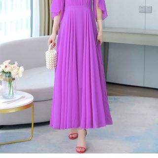 ĐẦM MAXI XẾP LI TAY CÁNH TIÊN - DT1671