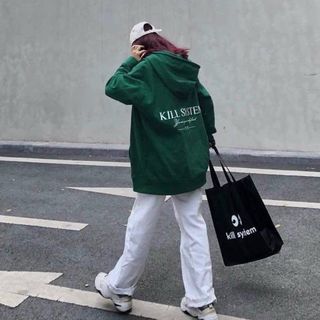 Áo khoác chống nắng logo in KILL SYTEM nón 2 lớp form dưới 65kg