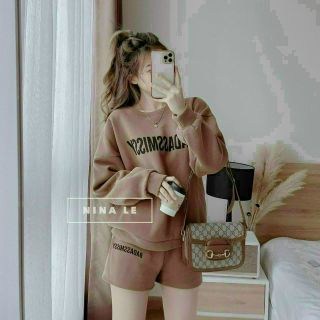 Set đồ nữ cá tính áo hoodi quần đùi năng động