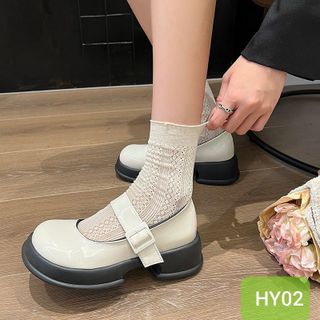 Giày búp bê nữ da bóng quai ngang xinh xắn HY02