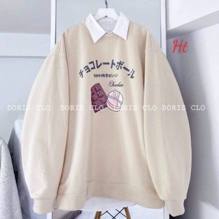 Áo sweater tay phồng logo in chocolate đẹp xuất sắc