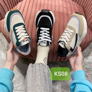 Giày thể thao nữ chất da mềm phối màu đẹp KS08