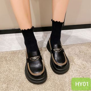 Giày lười nữ đế cao chất da mềm êm chân HY01
