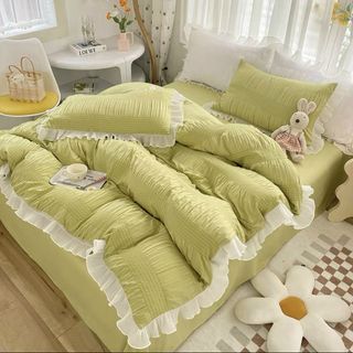 Bộ chăn ga cotton đũi Hàn bánh bèo siêu hot