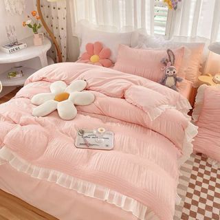 Bộ chăn ga cotton đũi Hàn bánh bèo siêu hot