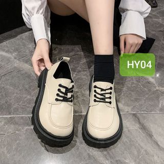Giày lười nữ đế cao chất da cột dây HY04