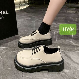 Giày lười nữ đế cao chất da cột dây HY04