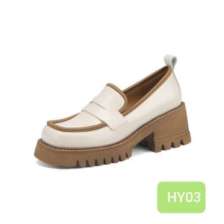 Giày lười nữ đế cao chất da mềm đế khác màu HY03