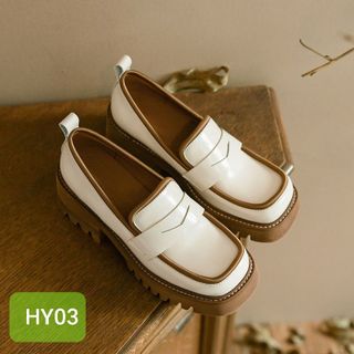 Giày lười nữ đế cao chất da mềm đế khác màu HY03