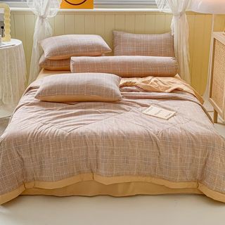 Bộ chăn ga gối cotton đũi Hàn
