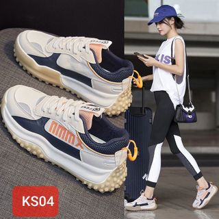 Giày thể thao nữ màu trắng phối màu đế chống trơn trượt KS04