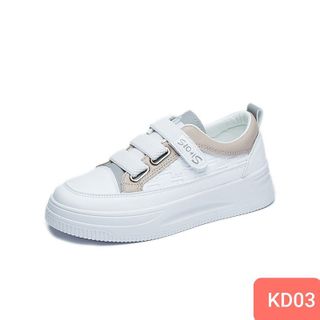 Giày thể thao nữ quai dán màu trắng phối màu xinh xắn KS03