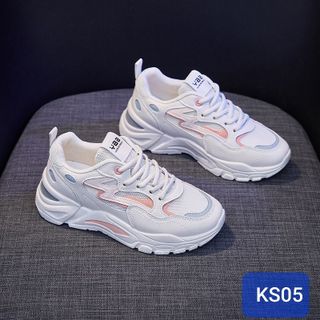 Giày thể thao nữ màu trắng đế cao tôn dáng KS05