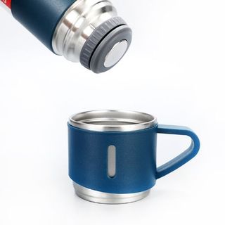 Set Bình Giữ Nhiệt Kèm Ly Uống (đen, xám)