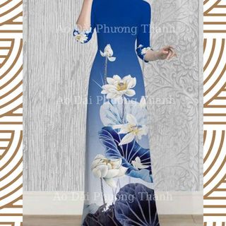 ÁO DÀI 3D HỌA TIẾT SEN AS014 - AS019