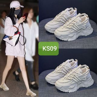 Giày thể thao nữ trắng đế độn phong cách năng động KS09