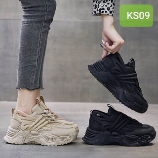 Giày thể thao nữ trắng đế độn phong cách năng động KS09