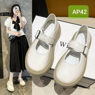 Giày búp bê nữ chất da mềm phối quai ngang AP42