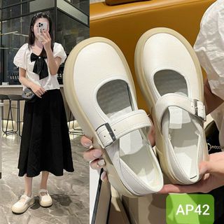 Giày búp bê nữ chất da mềm phối quai ngang AP42