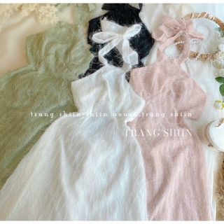 Đầm nữ dự tiệc cổ yếm hở lưng sexy FREESHIPváy nữ dáng dài lông vũ sang chảnh