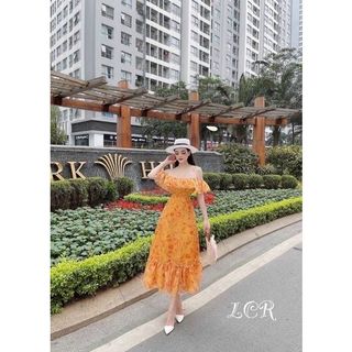 ĐẦM MAXI HOA TRỄ VAI NHÚN BÈOFREESHIPĐẦM NỮ DÀI TIỂU THƯ DU LỊCH ĐI BIỂN