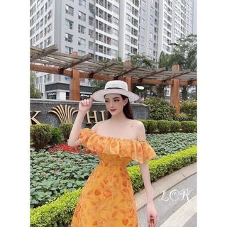 ĐẦM MAXI HOA TRỄ VAI NHÚN BÈOFREESHIPĐẦM NỮ DÀI TIỂU THƯ DU LỊCH ĐI BIỂN