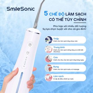 Máy tăm nước bỏ túi Smilesonic - Dành cho người niềng răng, trồng răng, răng sứ, implant - Tăm nước cầm tay