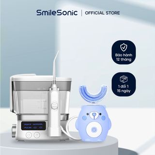 Tăm nước gia đình + Bàn chải điện trẻ em Smilesonic - Chăm sóc răng và làm sạch mảng bám giá sỉ