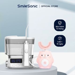 Tăm nước gia đình + Bàn chải điện trẻ em Smilesonic - Chăm sóc răng và làm sạch mảng bám