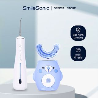 Tăm nước cá nhân + Bàn chải trẻ em Smilesonic - Ngừa sâu răng, đánh bay thức ăn thừa giá sỉ