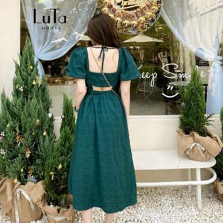 Đầm nữ dự tiệc dáng dài tiểu thư FREESHIPđầm xốp nhún cổ vuông hở lưng sexy