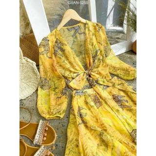 Đầm maxi đi biển xẻ tà nơ ngựcFREESHIPđầm nữ vải voan tay dài sexy