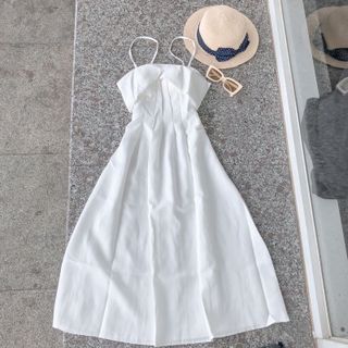 Đầm nữ dự tiệc dáng dài màu trắng sexy FREESHIPváy 2 dây dáng xòe tiểu thư