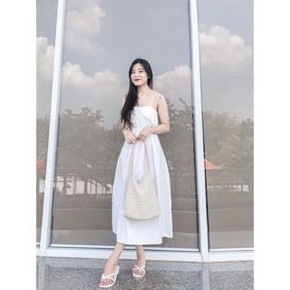 Đầm nữ dự tiệc dáng dài màu trắng sexy FREESHIPváy 2 dây dáng xòe tiểu thư