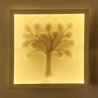 Đèn gắn tường mica vuông khắc hình cái cây ( có 3 màu ánh sáng) giá sỉ