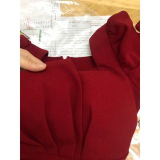 Đầm nữ dáng xòe ️HÌNH THẬT️ đầm dự tiệc đầm tiểu thư ️ tay dài ngực xếp ly cổ vuông