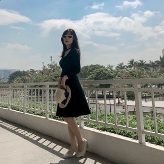 ĐẦM NỮ DÁNG DÀI DỰ TIỆC TAY DÀI CỔ CHOCKER