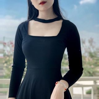 ĐẦM NỮ DÁNG DÀI DỰ TIỆC TAY DÀI CỔ CHOCKER