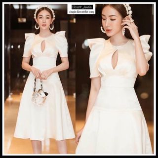 ĐẦM NỮ DÁNG XÒE NGẮN TAY KHOÉT NGỰC FREESHIP ĐẦM TIỂU THƯ CÔNG SỞ ĐI TIỆC NHẸ NHÀNG