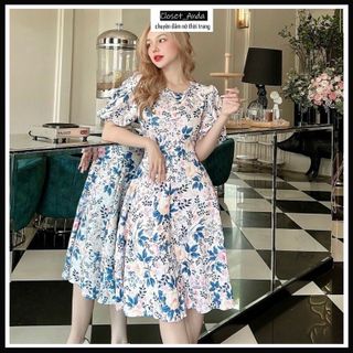 ĐẦM NỮ DÁNG XÒE TAY PHỒNG HỌA TIẾT HOA NHÍ FREESHIP ĐẦM CÔNG SỞ KÍN ĐÁO DỄ THƯƠNG