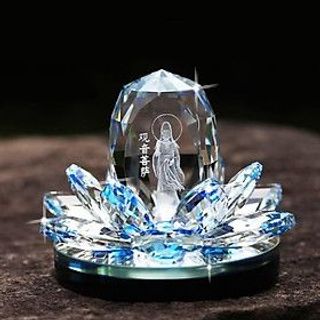 Tượng nước hoa Quan Âm pha lê trang trí ô tô