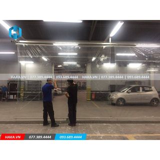 Rèm cuốn nhựa PVC trong suốt ngăn lạnh, chắn gió mưa, Độ dày 0.5mm | Sản xuất lắp đặt tại công ty HAKA
