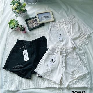 Quần short nữ ngắn rách size đại 2 màu trắng và đen MS1059 giá sỉ