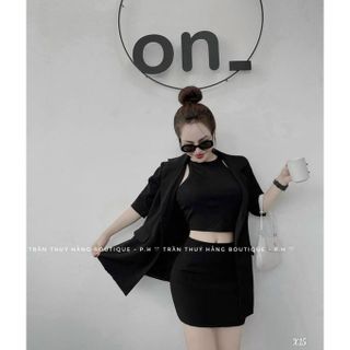 Set đồ nữ 3 món áo croptop chân váy ôm kèm áo vest FREESHIP set bộ dễ thương