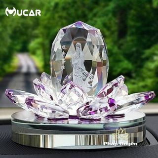 Tượng nước hoa Quan Âm pha lê trang trí ô tô