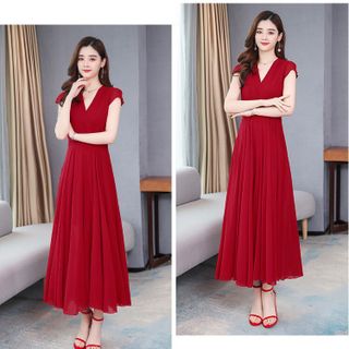 ĐẦM MAXI CỔ V TAY CON – DT1672
