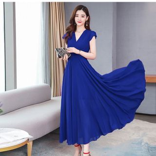 ĐẦM MAXI CỔ V TAY CON – DT1672