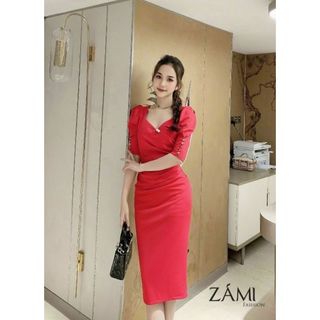 ĐẦM BODY NỮ CỔ V NHÚN EO PHỐI VOAN KIẾNG FREESHIP ĐẦM DỰ TIỆC SEXY QUYẾN RŨ ĐÍNH CƯỜM